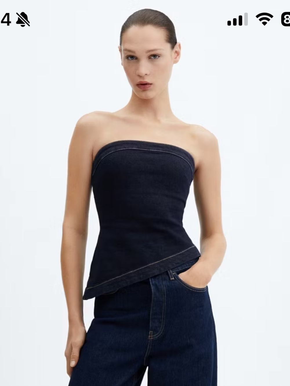 Mango Dark Indigo Wide-Leg High-Rise Jeans
